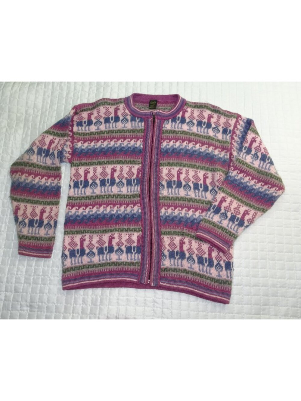 Pink Button Down Alpaca Sweater Size Large